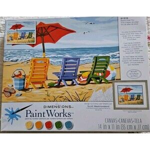 Beach Chair Trio Paint by Numbers for Adults, 14'' W x 11'' L